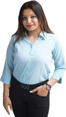 iliniya Formal Solid Women Blue Top