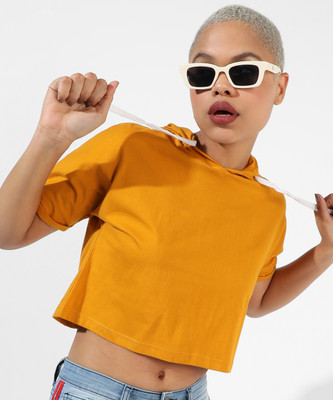 CAMPUS SUTRA Casual Solid Women Yellow Top