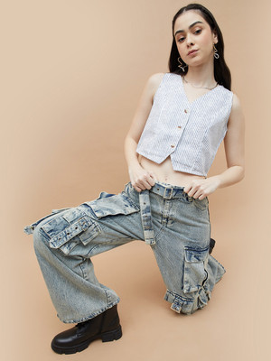 Ginger by Lifestyle Casual Striped Women Blue Top