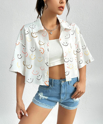Leriya Fashion Casual Printed Women White Top