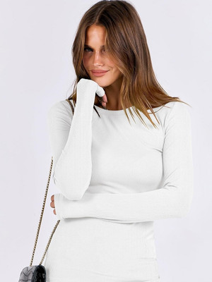 Priyal Designer Beach Wear Solid Women White Top