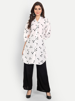 Rudraaksha Casual Printed Women White Top