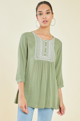 soch Casual Embroidered Women Green Top