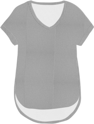 jovo Casual Self Design Women Grey Top