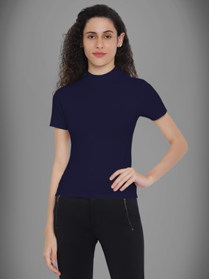 Kashonaa Casual Solid Women Dark Blue Top