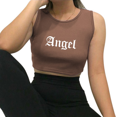 Fashion And Youth Casual Printed Women Brown Top