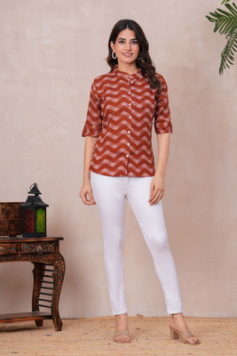 NECKLEY Casual Printed Women Red Top