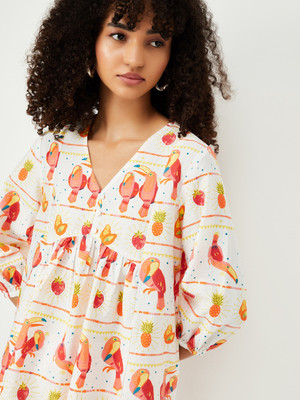 MAX Casual Printed Women Beige Top