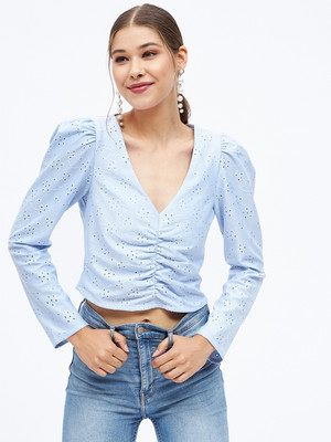 HARPA Casual Self Design Women Blue Top