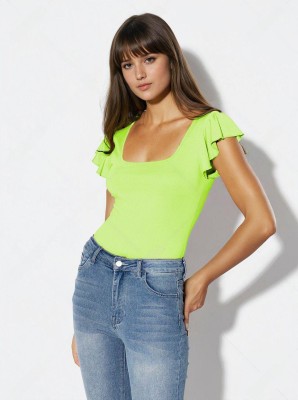 KOTTY Casual Solid Women Light Green Top