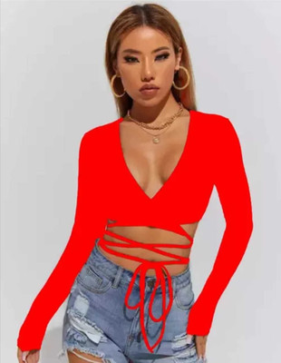 GOULFASHION Casual Self Design Women Red Top