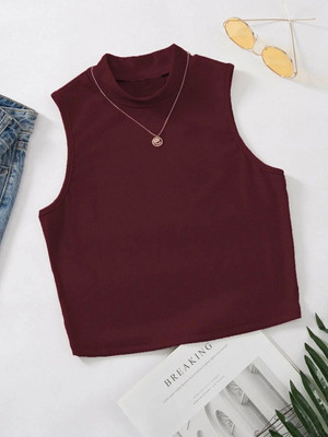 Toyashi Casual Solid Women Maroon Top
