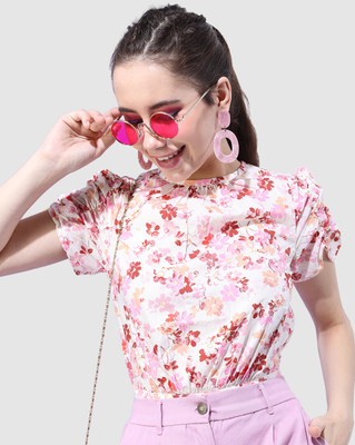 Freehand by The Indian Garage Co. Casual Printed Women Beige Top