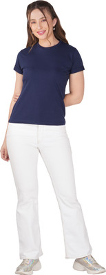 clovercrafty Casual Solid Women Dark Blue Top
