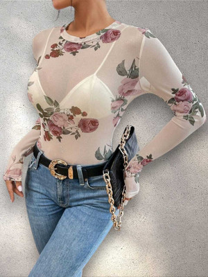 TheCozyNest Casual Printed Women White Top