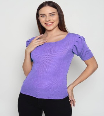 SAAA Casual Self Design Women Purple Top