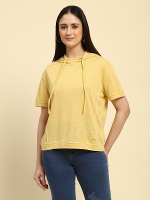 GLOBAL REPUBLIC Casual Solid Women Yellow Top