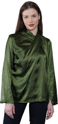 IVES Casual Solid Women Dark Green Top