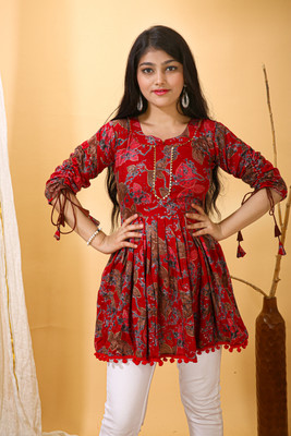 NEw BHARAT SALES Casual Printed Women Maroon Top