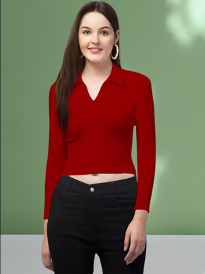 Maheshvi Casual Solid Women Red Top
