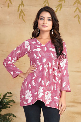 VSP CREATION Party Printed Women Pink Top