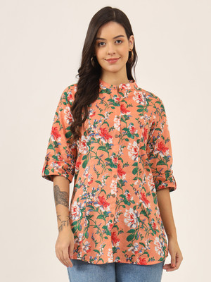 DIVENA Women Floral Print A-line Kurta(Pink)