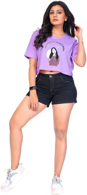 Off Axis Casual Printed Women Purple Top