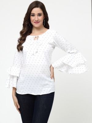 MISS AYSE Casual Printed Women Black, White Top