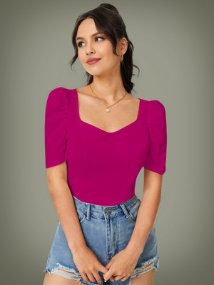Kashonaa Casual Solid Women Pink Top
