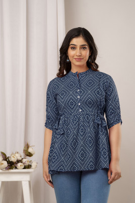 Vivan Enterprises Casual Printed Women Blue, White Top
