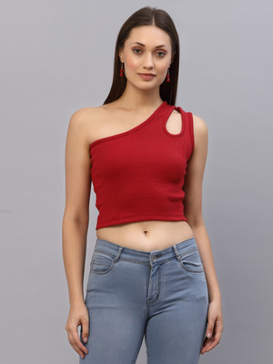 RIGO Casual Solid Women Red Top