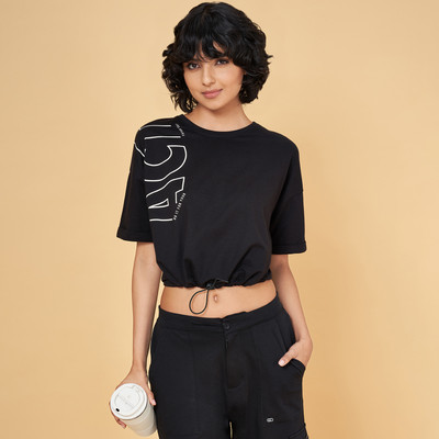 Ajile By Pantaloons Casual Solid Women Black Top