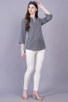 Oh Mi Dios Casual Printed Women Grey, White Top
