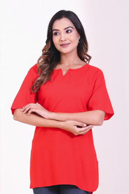 Arham Casual Solid Women Red Top