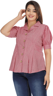 Chirag Traders Casual Solid Women Pink Top