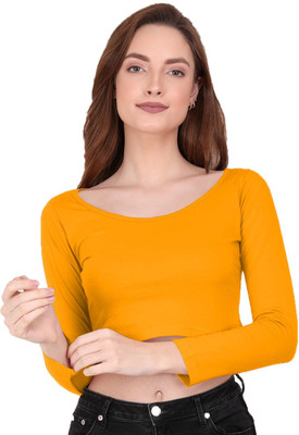 THE BLAZZE Casual Solid Women Yellow Top