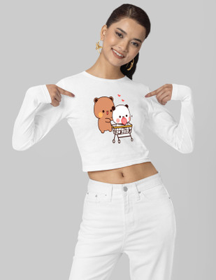 VEKTEK Casual Graphic Print Women White Top