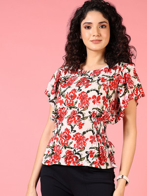 V-MART Casual Printed Women Red Top