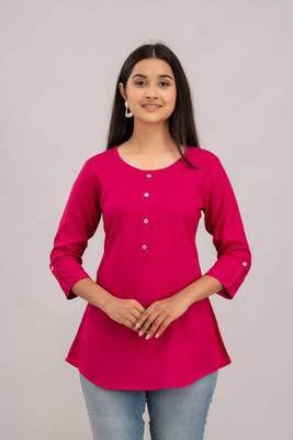 Shivasah Casual Self Design Women Pink Top