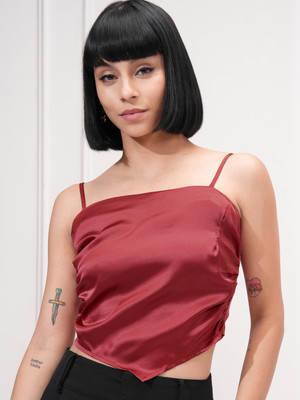 Tokyo Talkies Casual Solid Women Red Top