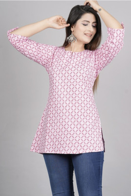 New Age Creation Casual Checkered Women Pink Top