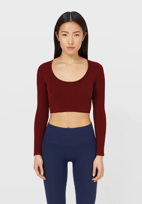 Redamancii Casual Self Design Women Maroon Top