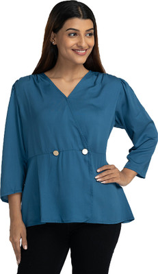KILLER Casual Solid Women Dark Blue Top