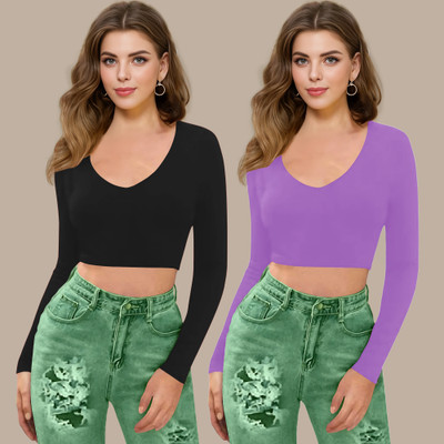 Kashonaa Casual Solid Women Purple Top