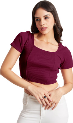 Berry Bird Casual Solid Women Brown Top