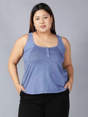 MISCHKA Casual Solid Women Blue Top