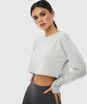 Styvibe Casual Full Sleeve Solid Women Grey Top