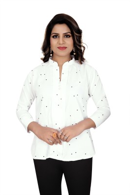 satylace Casual Printed Women White Top