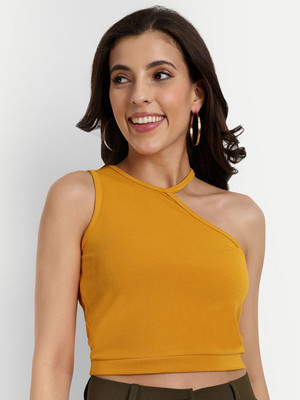 Dressberry Casual Solid Women Yellow Top