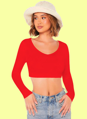 Maheshvi Casual Solid Women Red Top